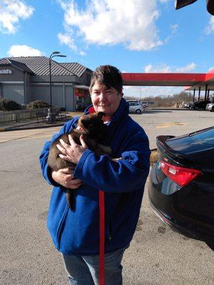 Dee with puppy we were transporting