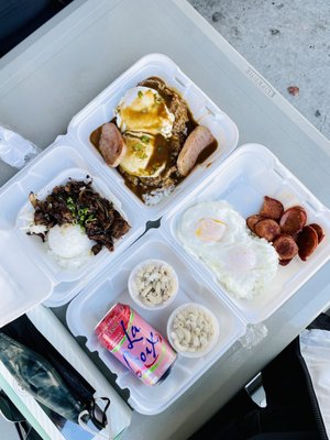 Portuguese Sausage, Eggs and Rice Ultimate Loco Moco Mini bbq pork