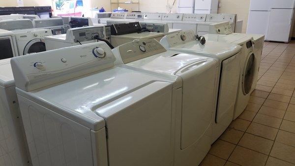 Dozens of washers and dryers.