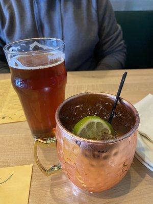 Pumpkin beer and Tito's mule