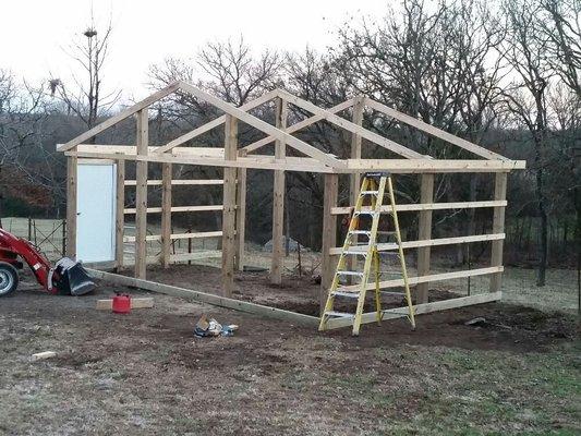 This is a small pole barn we built for a guy for his cattle.