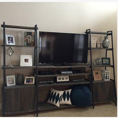 Custom built entertainment center - iron and wood