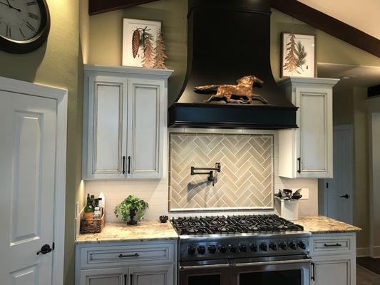 We offer custom cabinets, tiles, plumbing, and countertops.