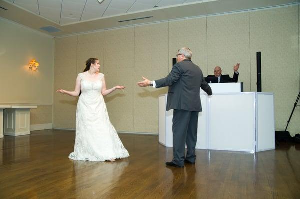 Nate (pictured in the back) helped my Dad and I surprise our guests with a special dance and played along with us!