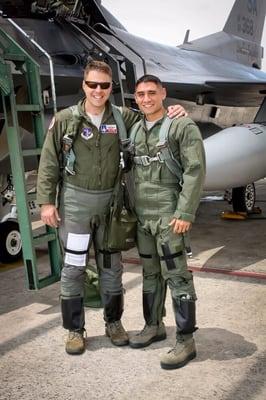 Coach Mark getting ready to fly in an F16