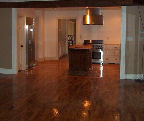 Home remodel using reclaimed mill cold cut maple flooring