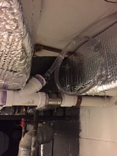 Beautiful plumbing work on a drain pipe cut-in for Aqua IQ.