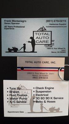 Shout out to Frank Montenegro from Total Auto Care.