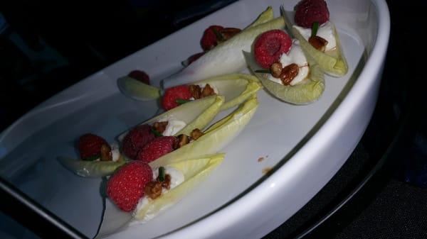 Belgium endive candied walnut Wii l and fresh raspberry