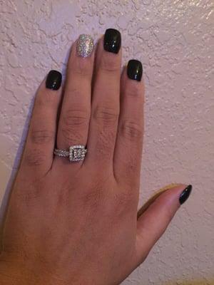 Black Nails..My News Years color with a splash of glitter!