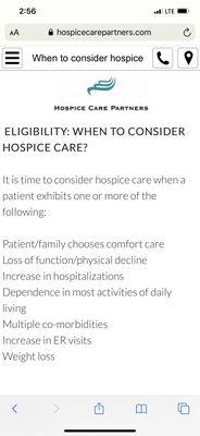 When to consider Hospice