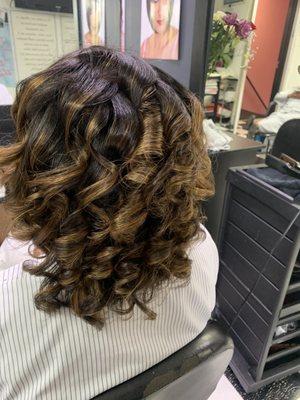 Color, curls and trim by Tina