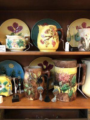 A pretty selection of Majolica pottery