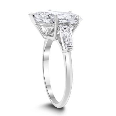 Pear Shape Diamond Engagement Ring with side Baguettes by Beauvince