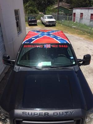 Wrap Confederate Battle Flag on Roof of F250