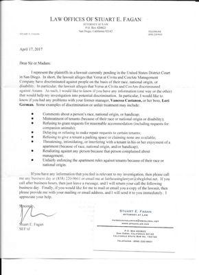 Atty sends via mail to every resident, that a Class Action is being seriously considered. Hes already representing resident(s) from here.