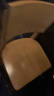 That wooden hard uncomfortable chair. Please invest in better quality chairs folks. Ouch !