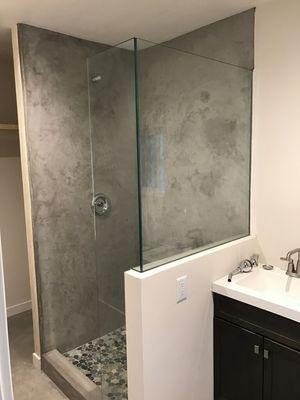 solid concrete shower