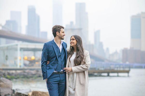 A wedding photo taken early morning in Brooklyn