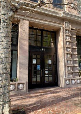 Entrance to the building in historic Jackson Square