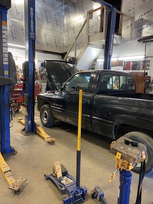 My truck getting worked on.