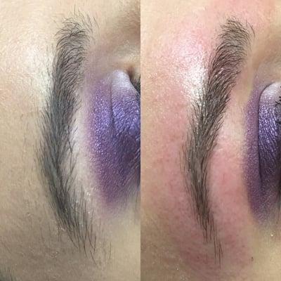 Brow shaping before and after by Sarah Peake