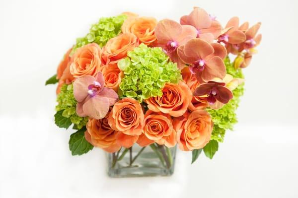 Bursting with color (roses, orchids and hydrangeas)