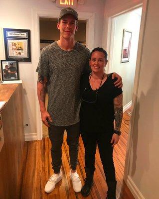 We just had the pleasure of lasering NY Giants punter @bradwing9 . He's a super nice guy with an amazing tattoo collection.