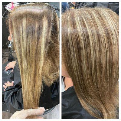 Before and after hair color