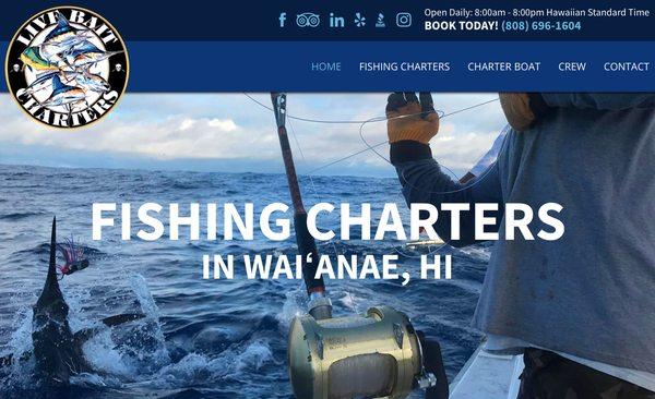 SEO rich custom website built for Live Bait Sport Fishing. Best website design company in Honolulu, Hawaii on Oahu. www.colabmarketing.net