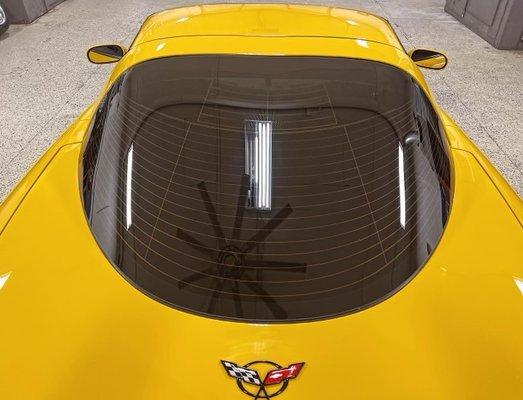 Flawless one piece install on the rear glass of a C5 Corvette