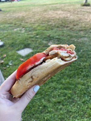 Caprese sub with chicken