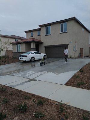 Pressure Washing Driveway And Driveway Extension.