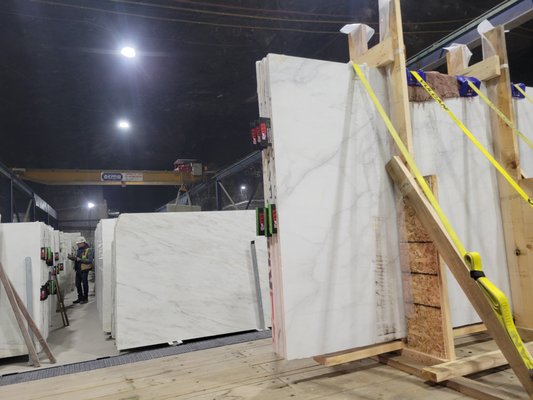 Marble and Granite Slabs waiting for transport.