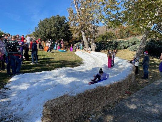 Snow sledding track.