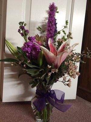 A $35 bouquet of pinks and purples!