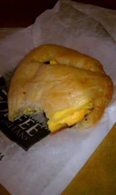 Nevermind the bite I took of my ham, cheese, and egg croissant.