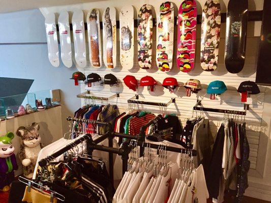 Rare Supreme Hats, awesome clothing with major brands, and skateboard decks