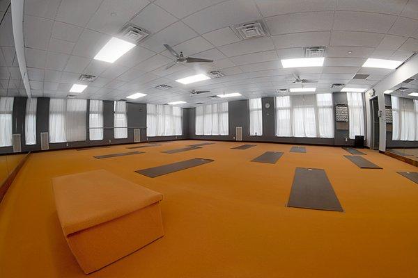 Yoga space from the front of the room