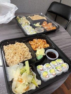 Bento Box (shrimp and brown rice) Buy one get one free via UberEats