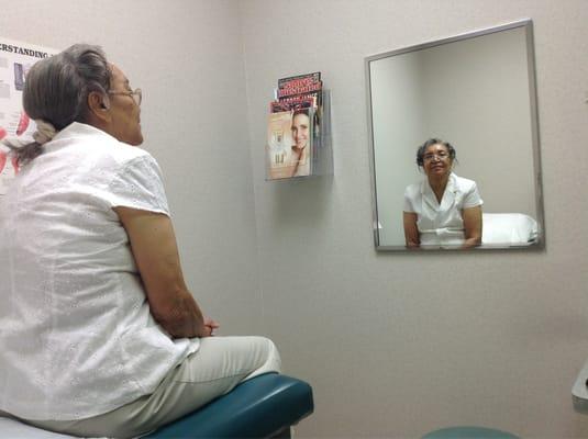 Mom waiting to talk with her Doctor!