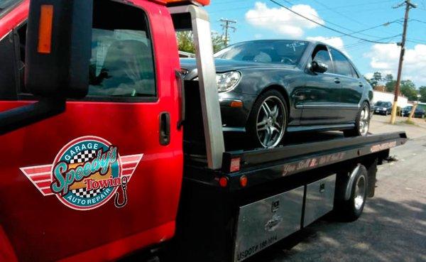 Towing a car on our truck