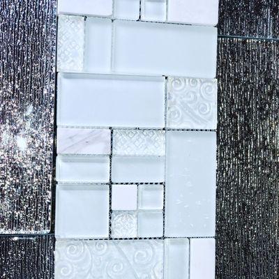 What tiles we picked up , Glass with marble insert white grout