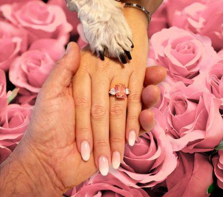 Pink and white ombre dip manicure