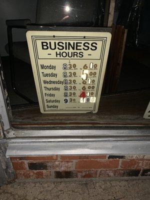 Updated hours (taken 12/11/2020