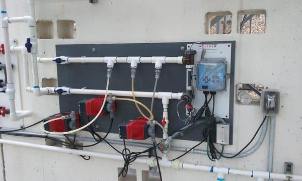 This is a system for controlling chemical feed and bleed.