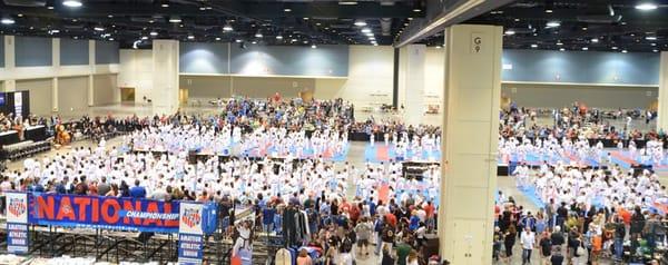 Keiko Shin participating in Guinness Book of Records attempt. Synchronized Kata.