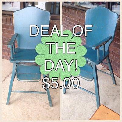 We pick random days & offer a piece of furniture for $1.00 - $5.00!  Follow us on IG & Facebook to see all the deals!