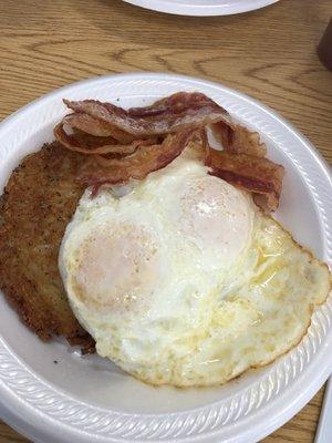 Breakfast special with bacon and hashbrowns $5.29