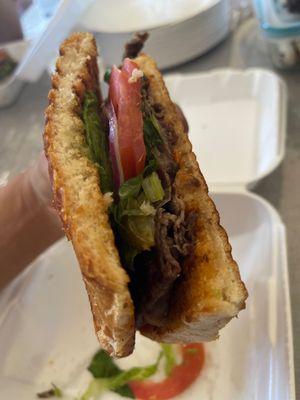 The Torta - carne asada  sooo good!  It's like a panini and the steak is cooked to perfection!!!